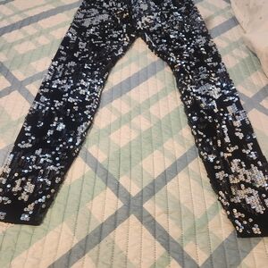 Express Black and Silver Sequin Leggings